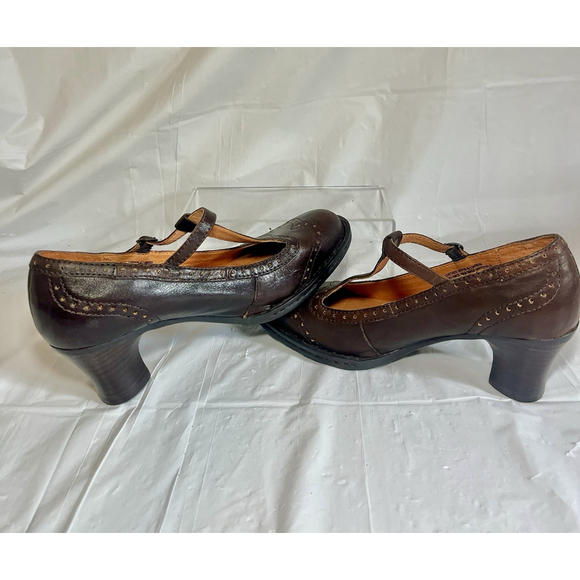 Born Polyana T strap MARY JANE LOAFER heel Size 6 M brown leather - Picture 15 of 15